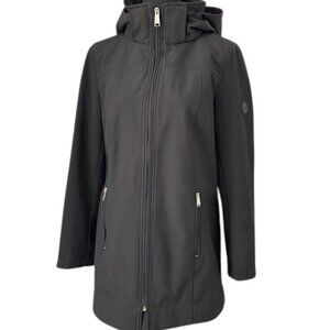 ANDREW MARC Softshell Detachable Hood Raincoat Black Small
